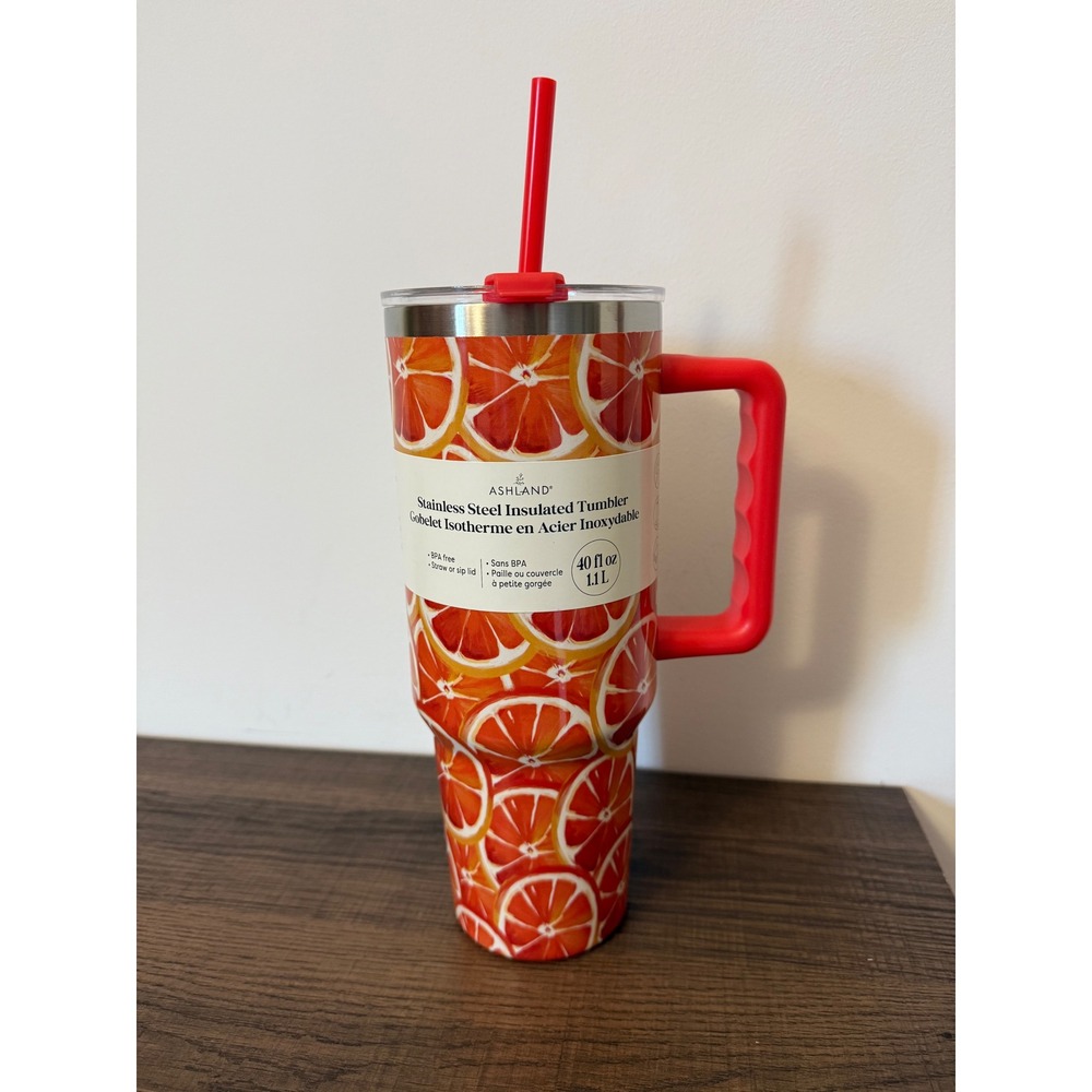 Ashland Orange Citrus Stainless Steel Insulated Tumbler with Handle Straw 40oz
